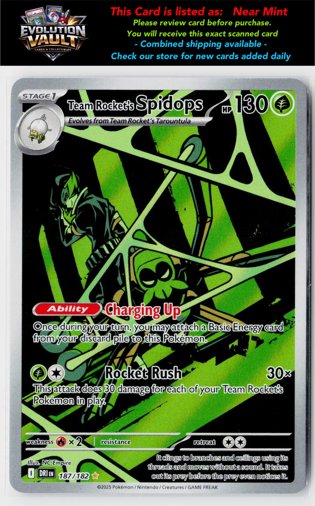 SV10: Destined Rivals #187/182 Team Rocket's Spidops
