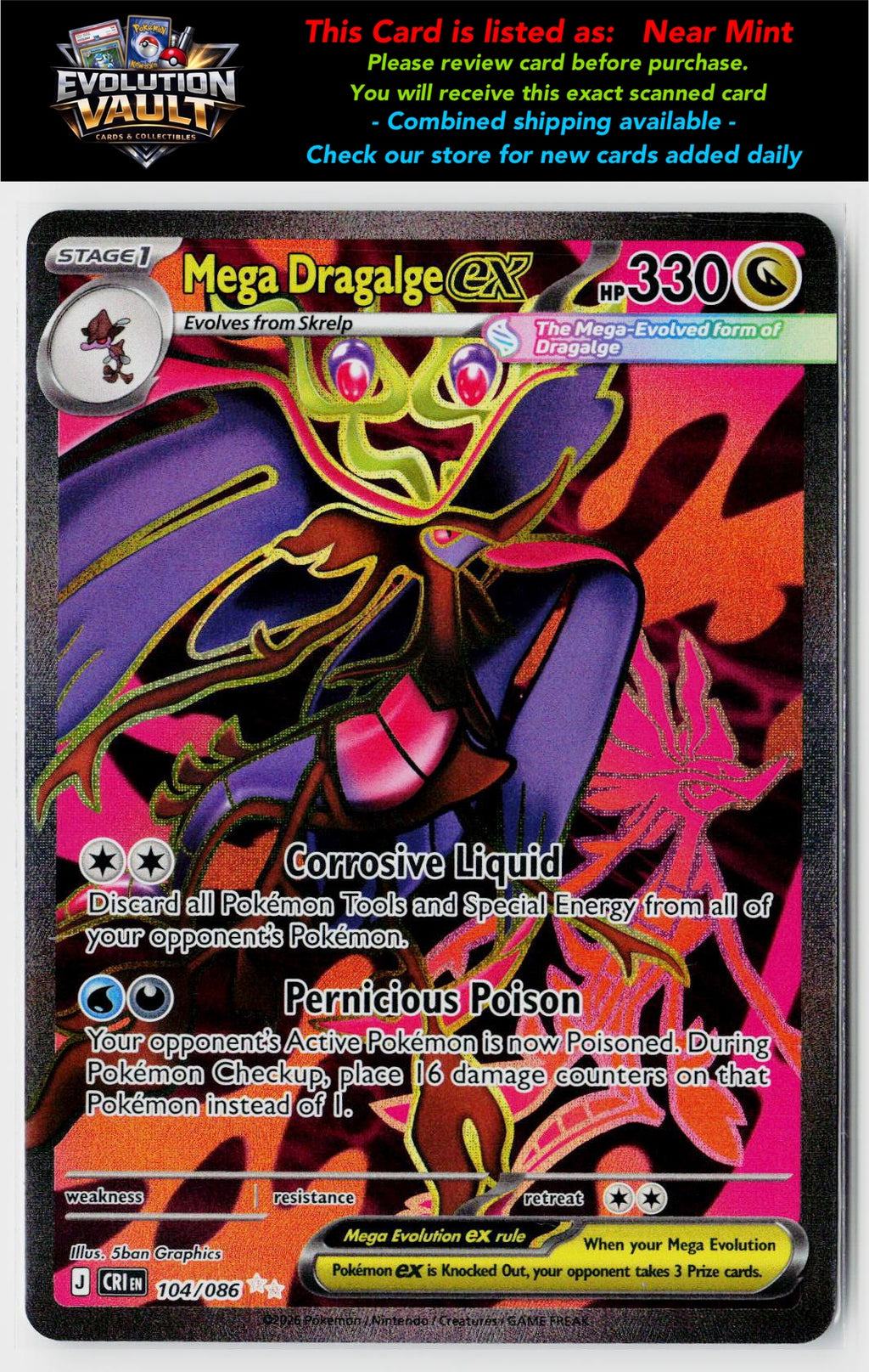 ME04: Chaos Rising #104/086 Mega Dragalge ex