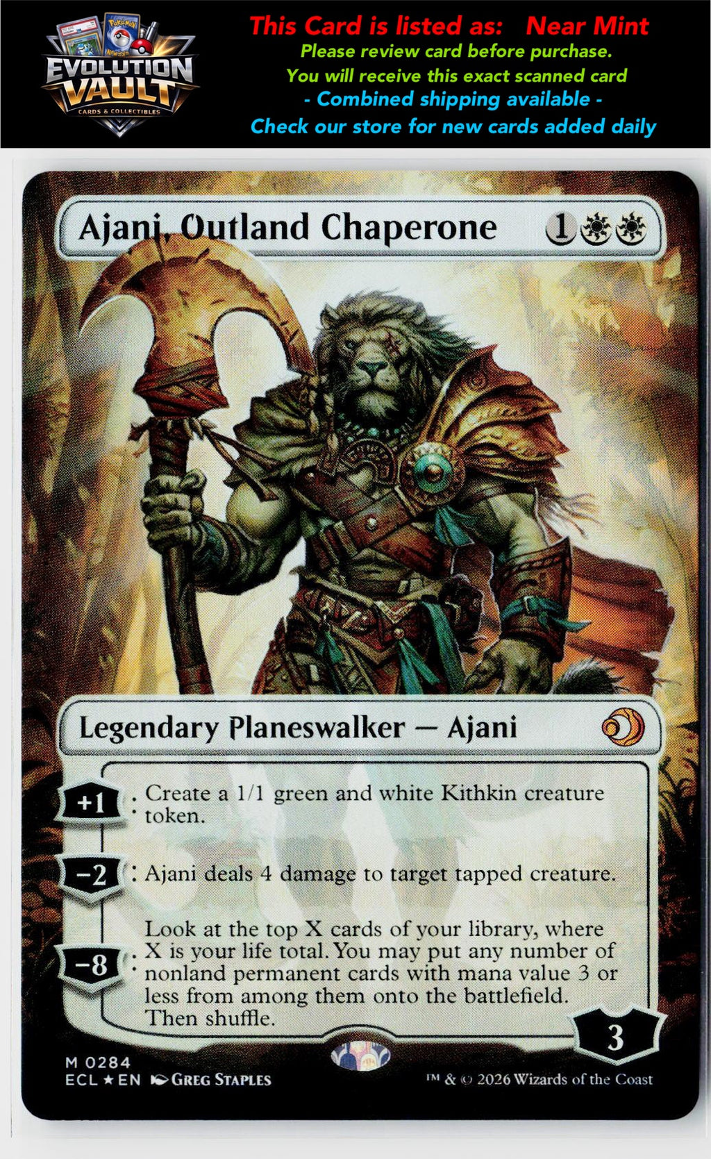 MTG Lorwyn Eclipsed #284 Ajani, Outland Chaperone (Borderless) (Foil)