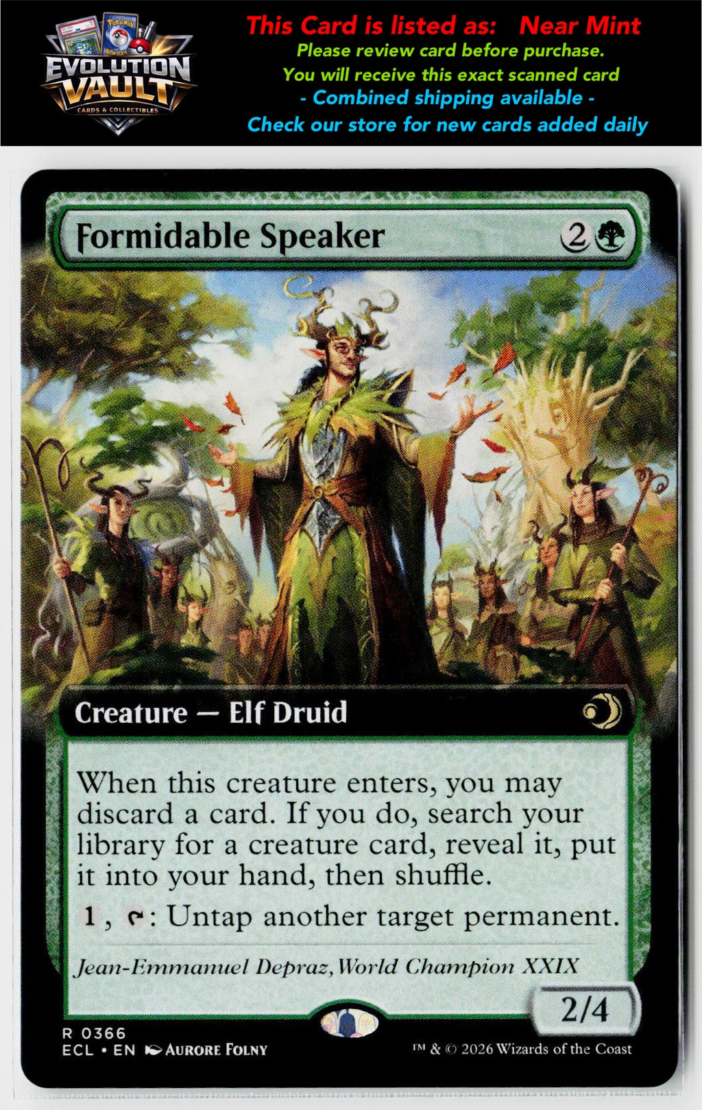 MTG Lorwyn Eclipsed #366 Formidable Speaker (Extended Art)