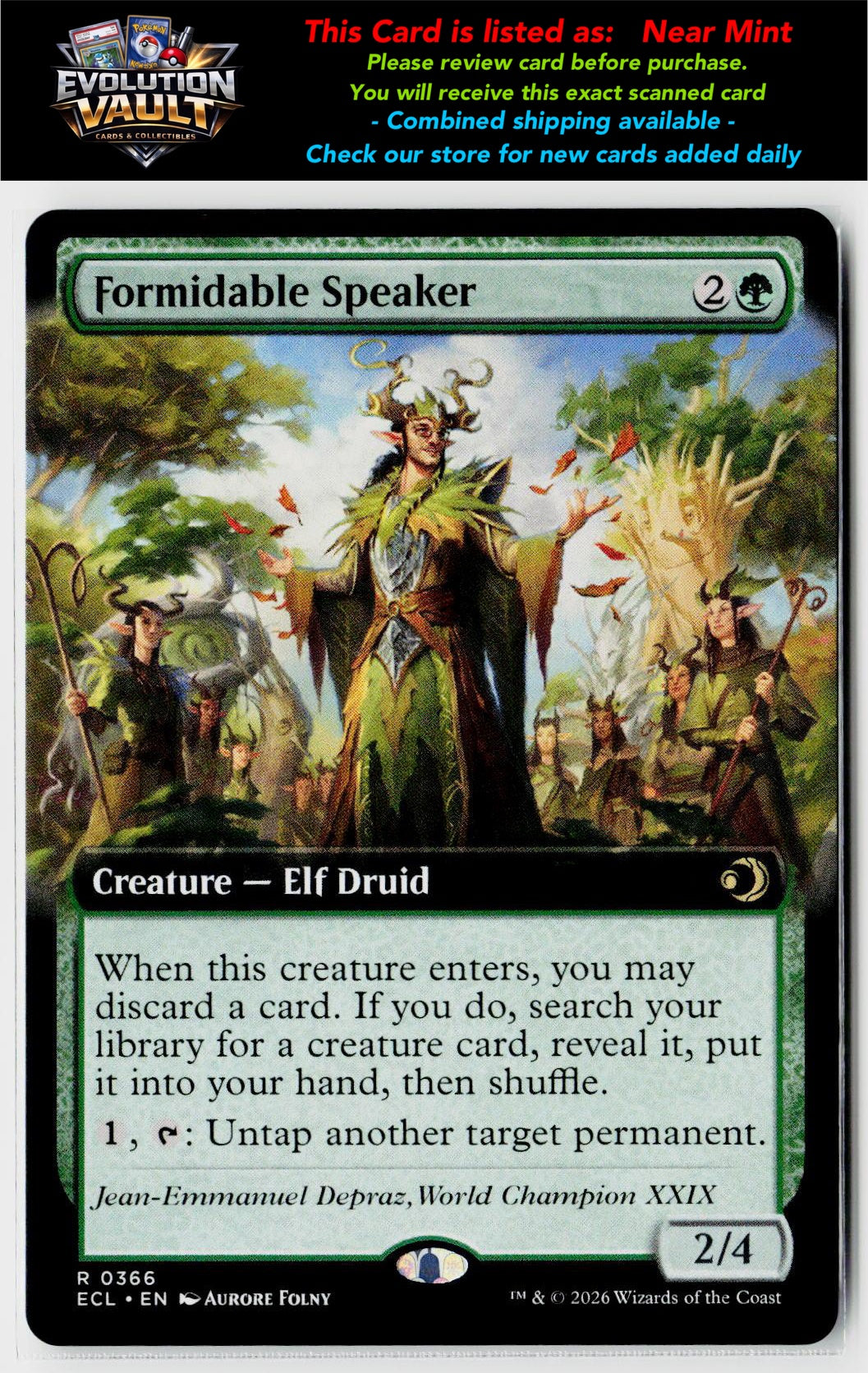 MTG Lorwyn Eclipsed #366 Formidable Speaker (Extended Art)