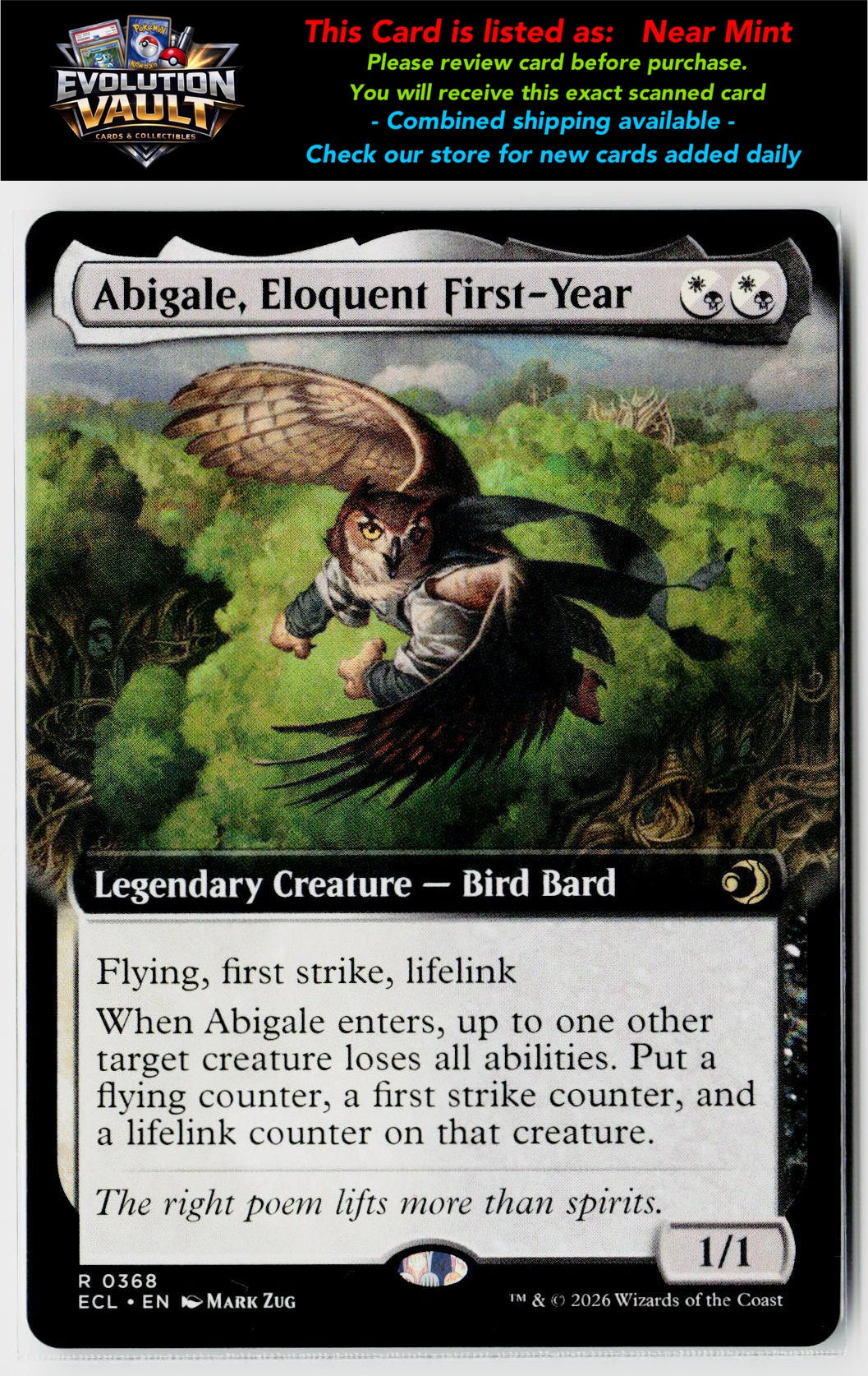 MTG Lorwyn Eclipsed #368 Abigale, Eloquent First-Year (Extended Art)