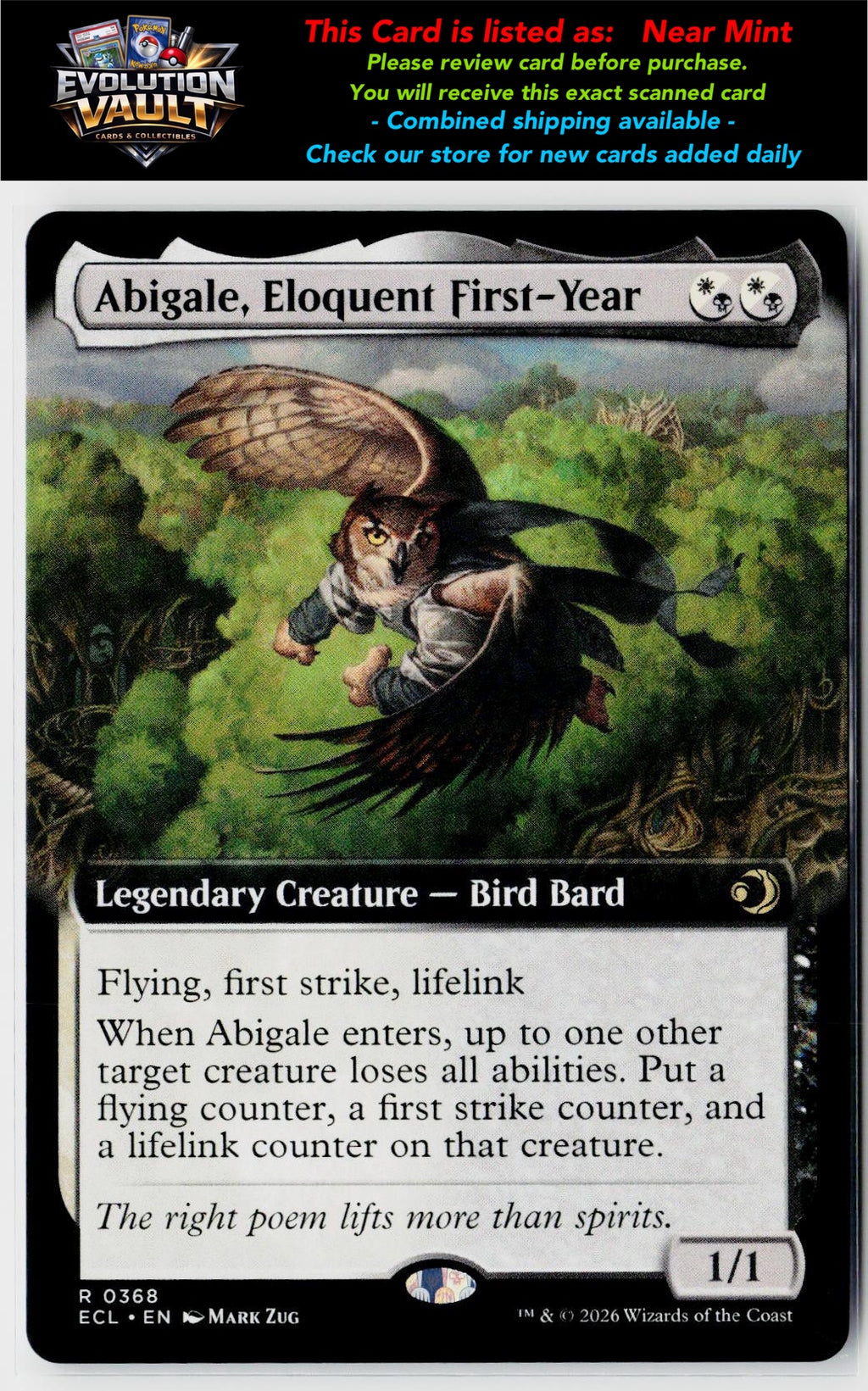 MTG Lorwyn Eclipsed #368 Abigale, Eloquent First-Year (Extended Art)