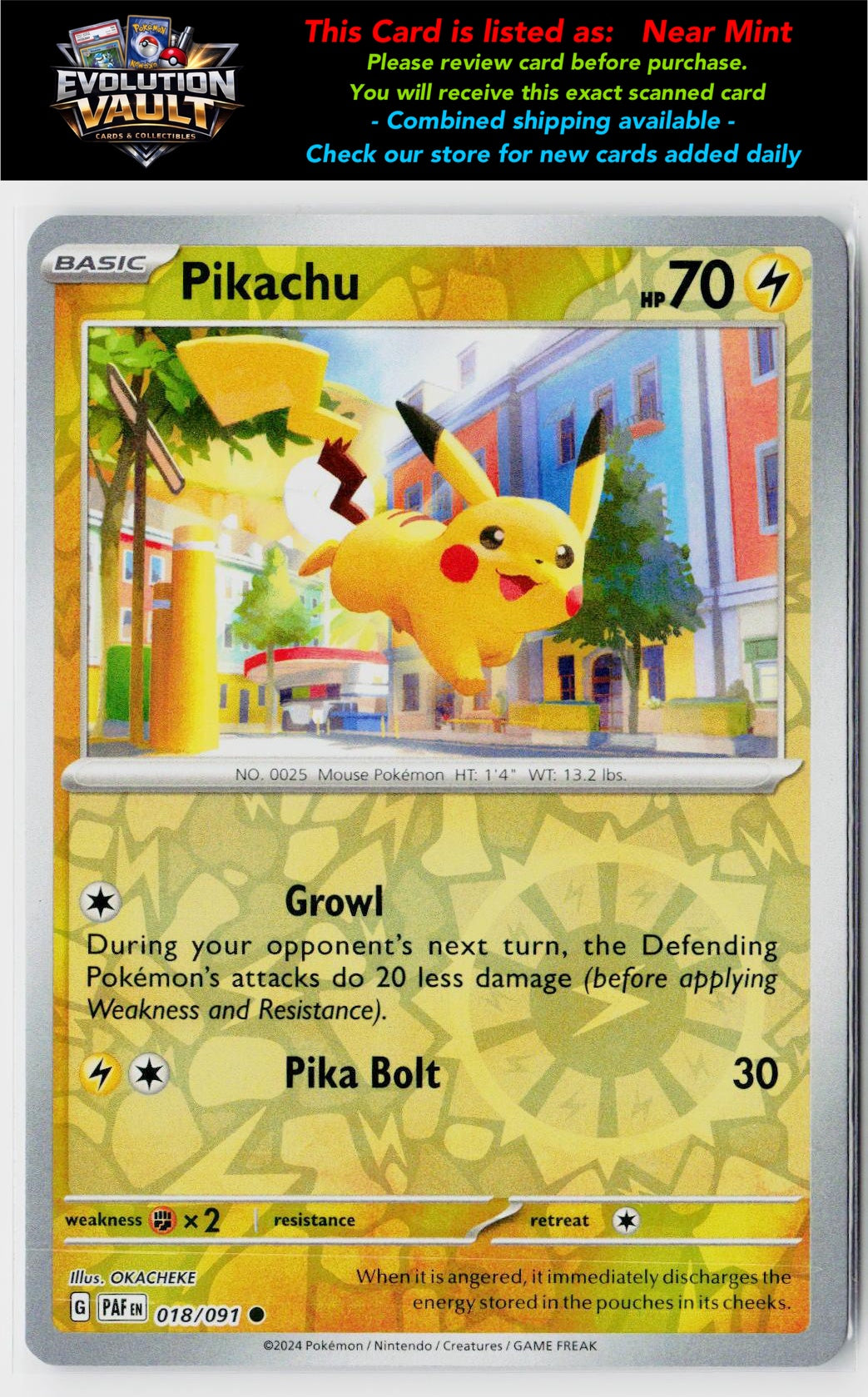 SV: Paldean Fates #018/091 Pikachu Reverse Holo