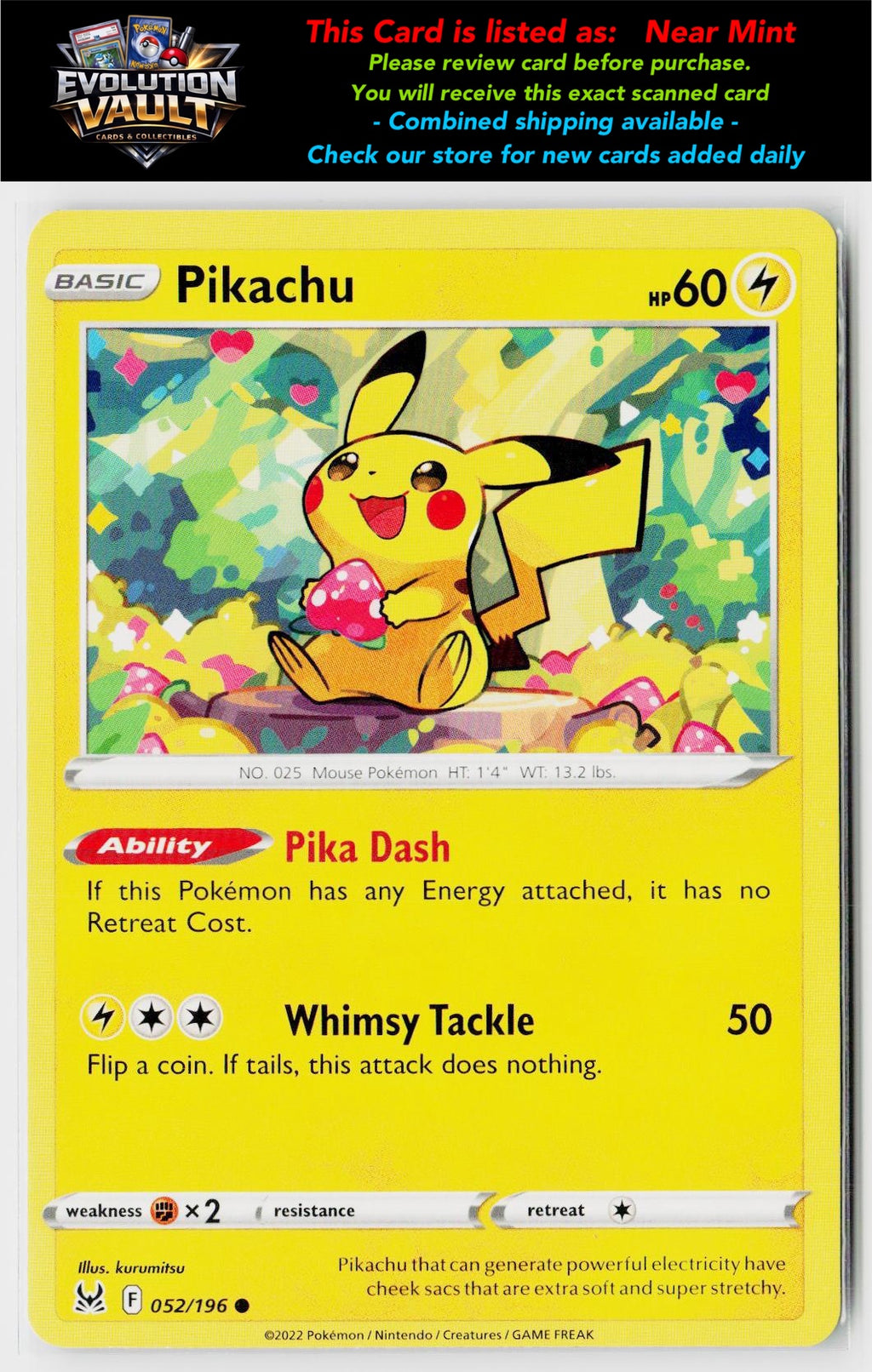 SWSH11: Lost Origin #052/196 Pikachu