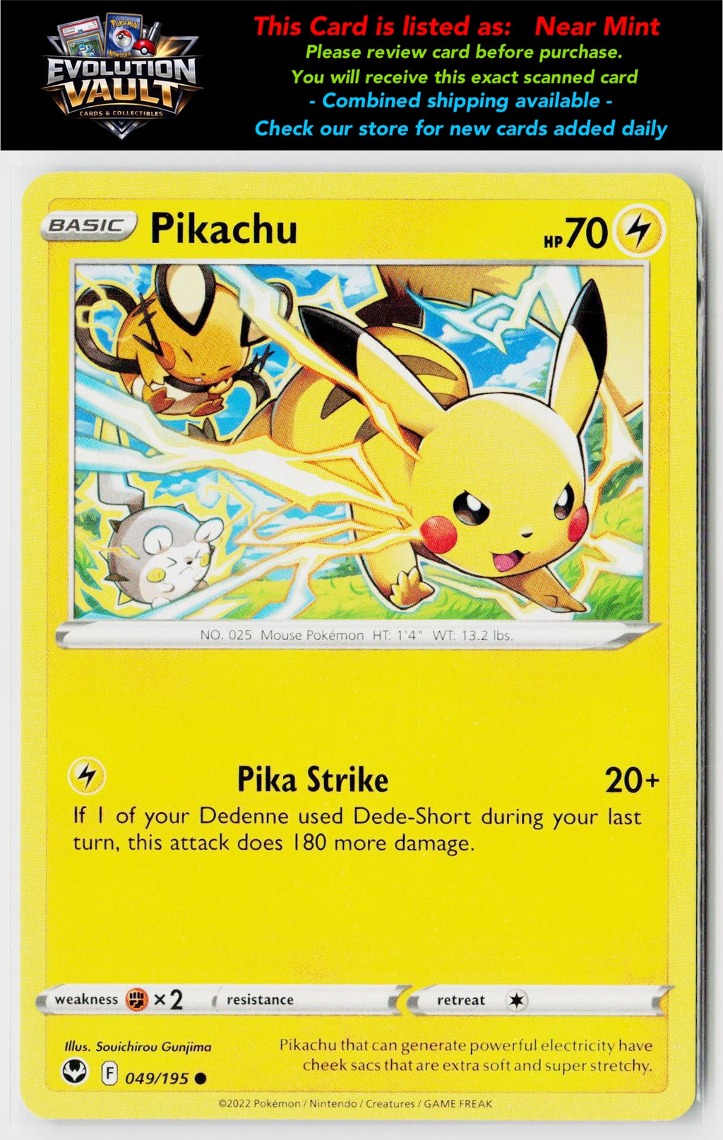 SWSH12: Silver Tempest #049/195 Pikachu