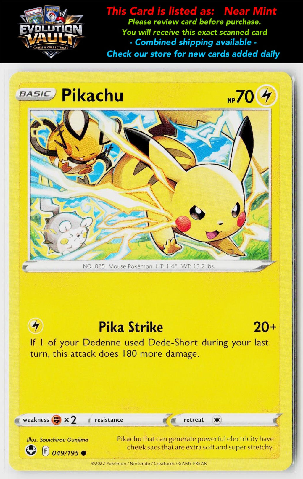 SWSH12: Silver Tempest #049/195 Pikachu