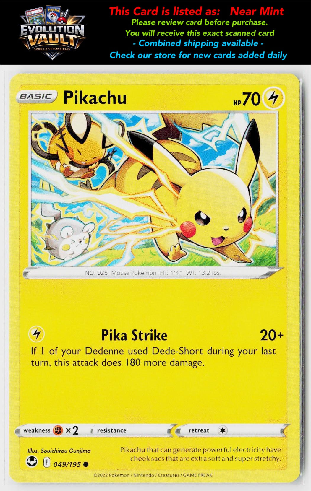 SWSH12: Silver Tempest #049/195 Pikachu