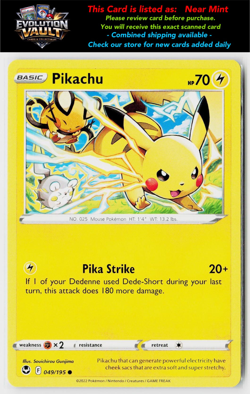 SWSH12: Silver Tempest #049/195 Pikachu