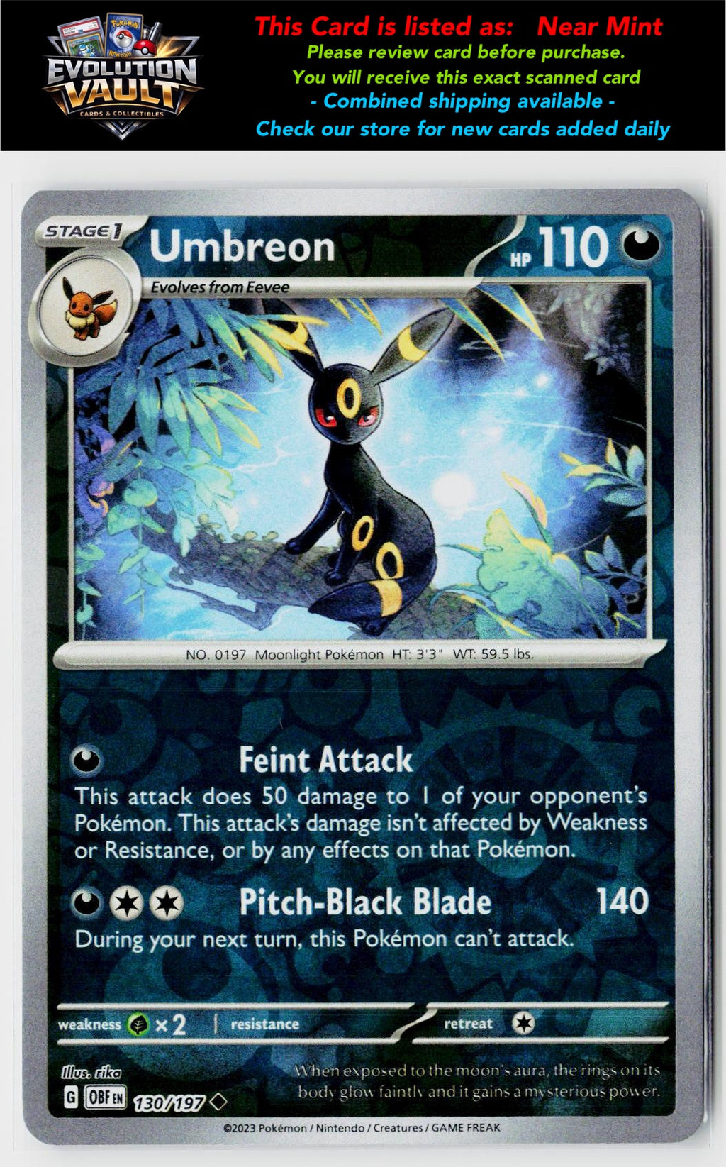 SV03: Obsidian Flames #130/197 Umbreon Reverse Holo