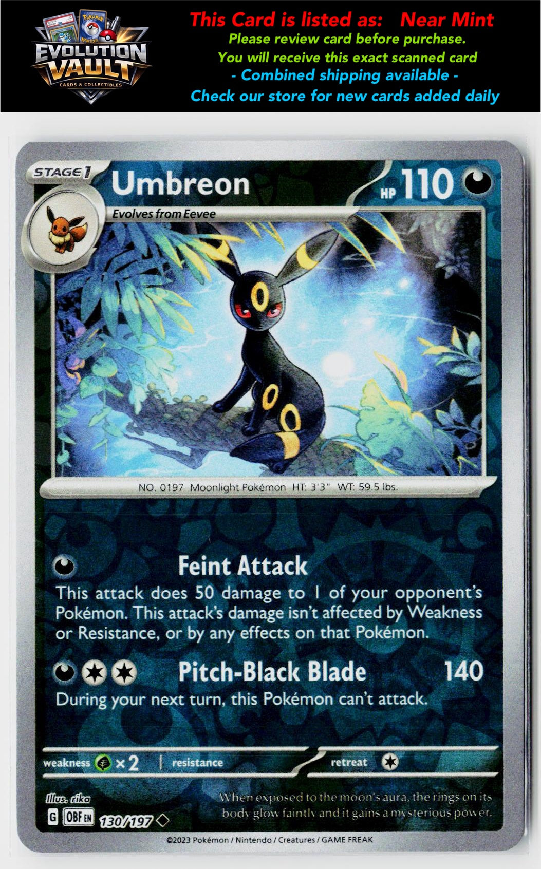 SV03: Obsidian Flames #130/197 Umbreon Reverse Holo