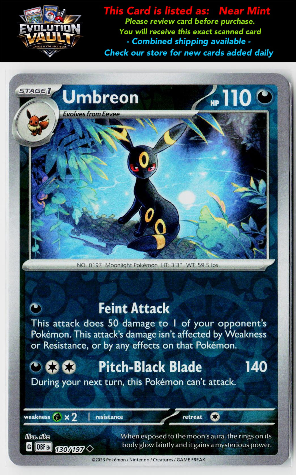SV03: Obsidian Flames #130/197 Umbreon Reverse Holo
