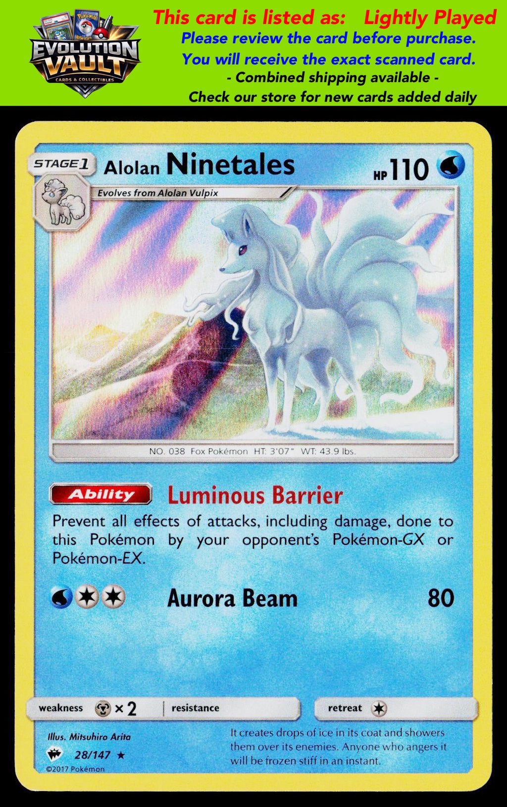 SM - Burning Shadows #28/147 Alolan Ninetales (LP)