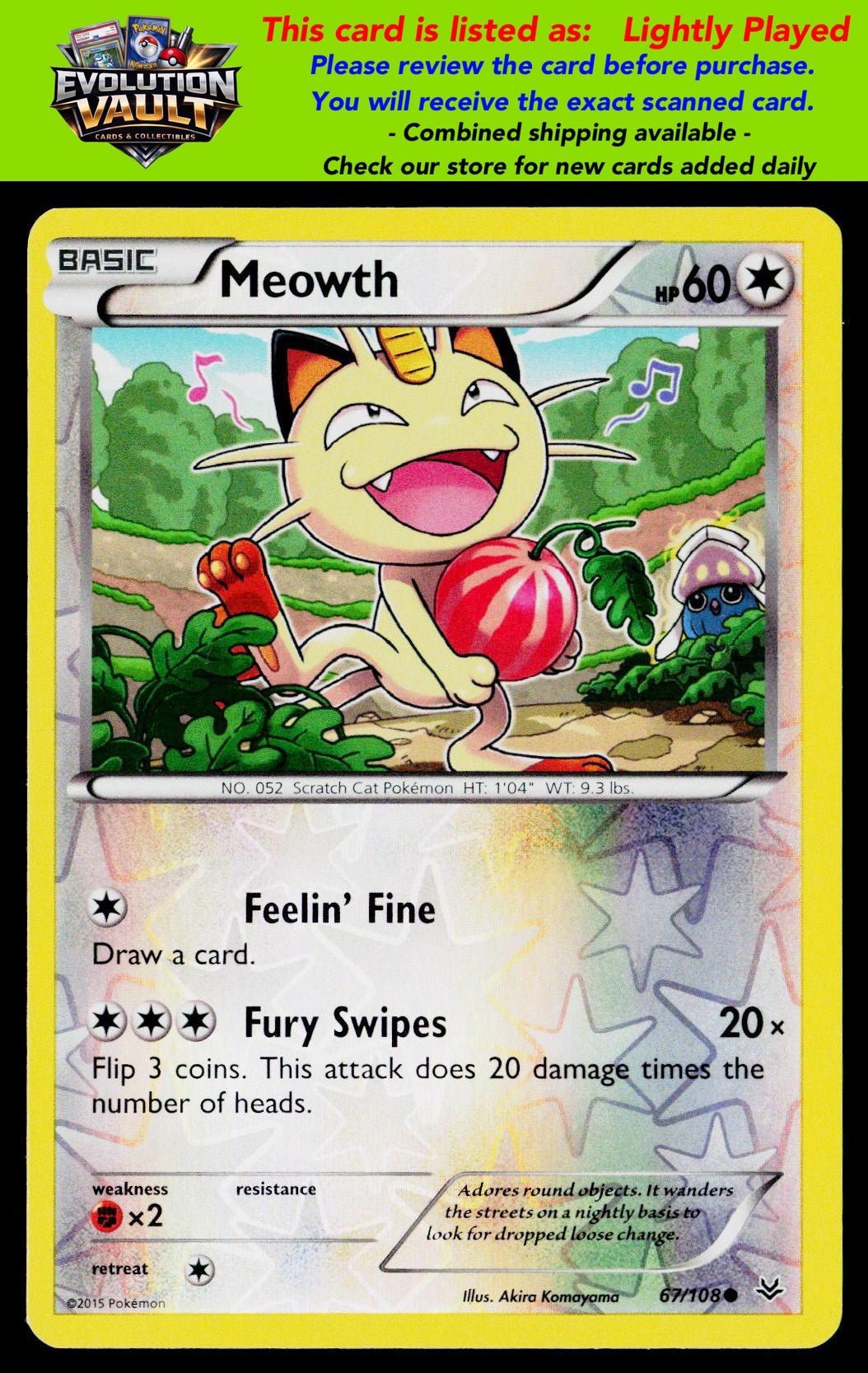 XY - Roaring Skies #67/108 Meowth (LP)