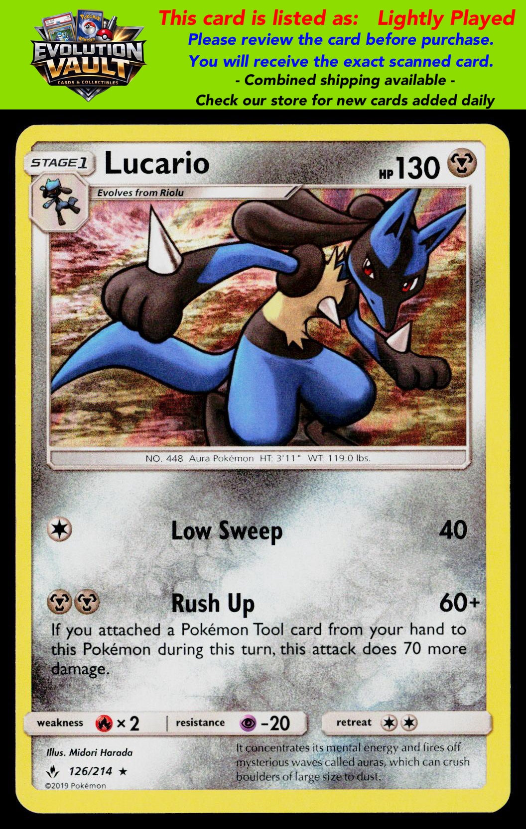 SM - Unbroken Bonds #126/214 Lucario (LP)