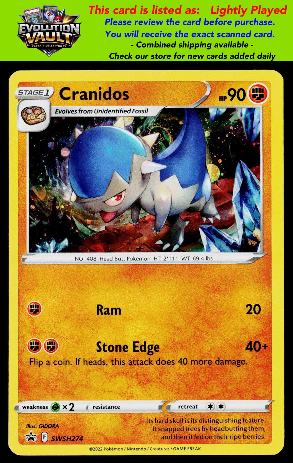 SWSH: Sword & Shield Promo Cards #SWSH274 Cranidos (LP)