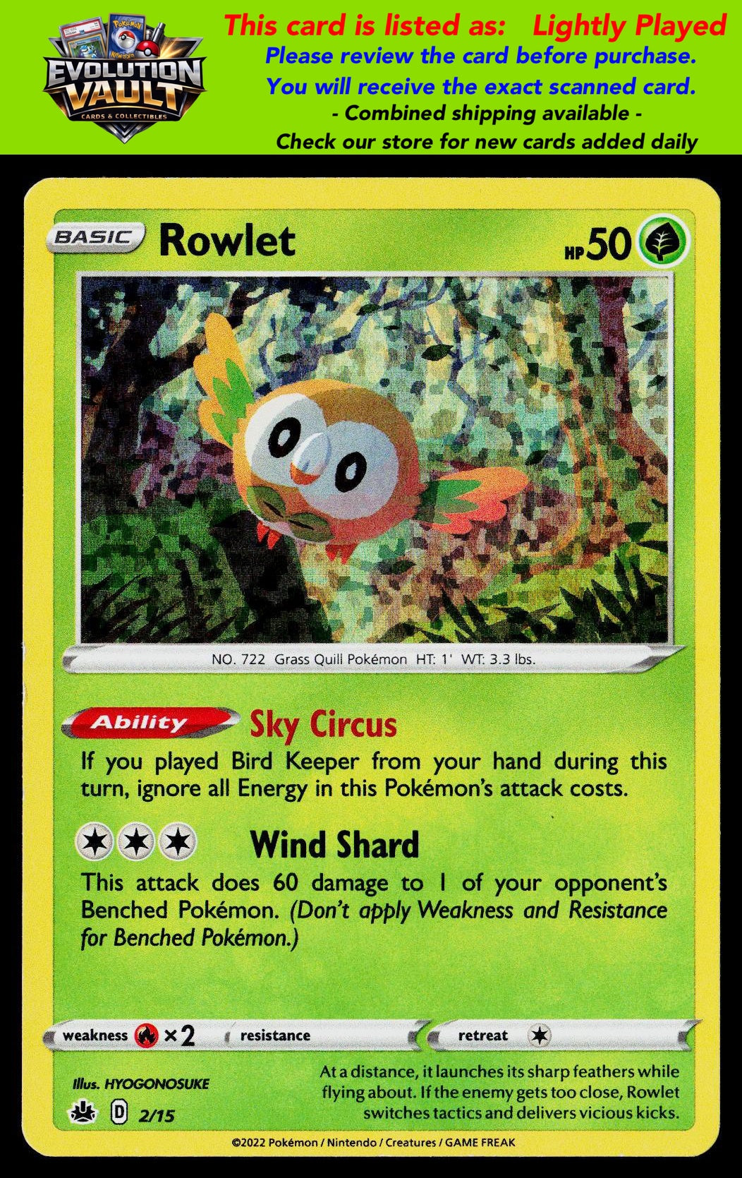 McDonald's Promos 2022 #002/015 Rowlet (LP)