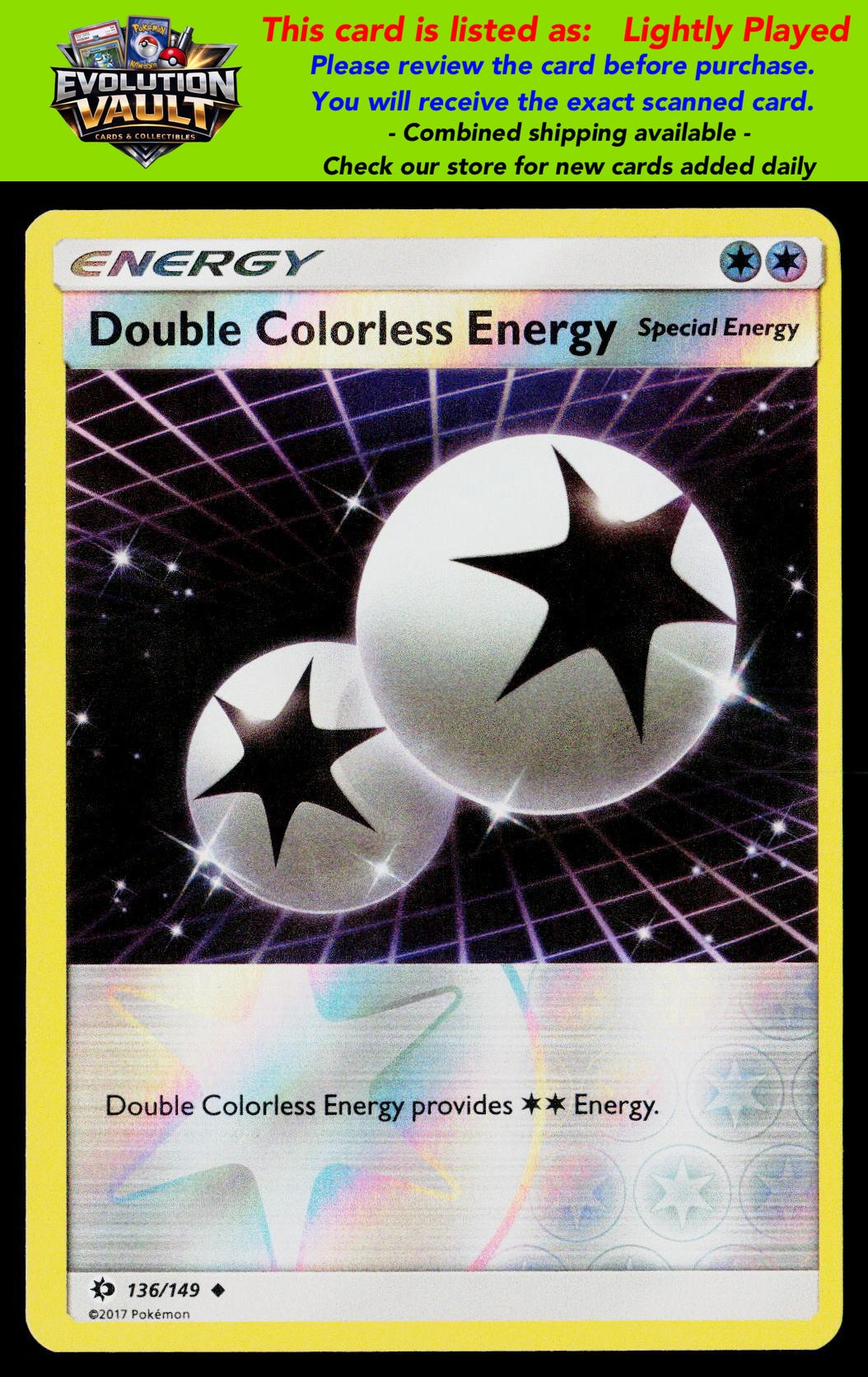 SM Base Set #136/149 Double Colorless Energy (LP)