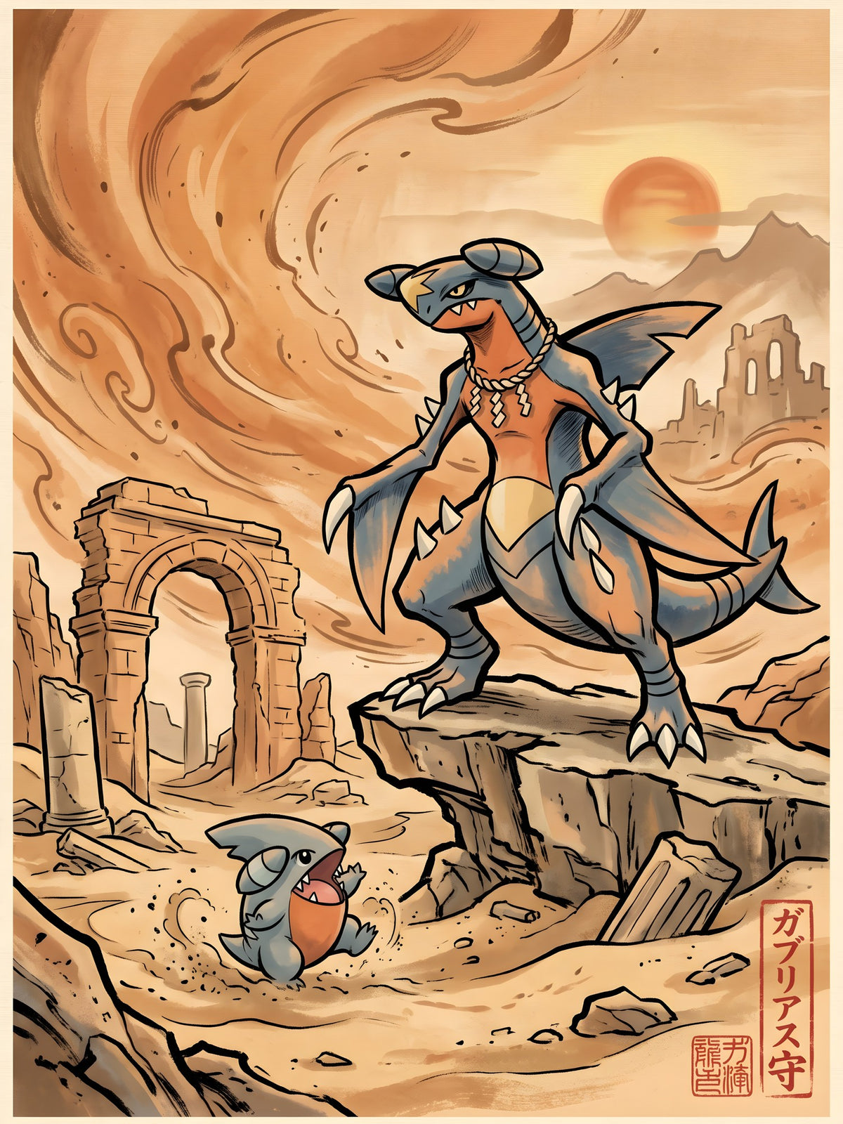 Gible & Garchomp Pokémon Air Freshener artwork
