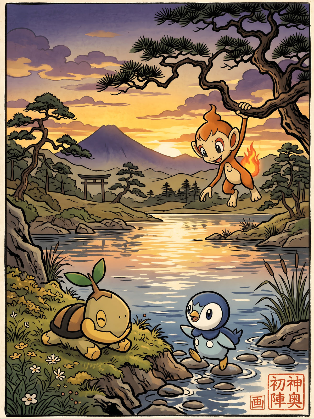 Turtwig Chimchar Piplup Pokémon Air Freshener artwork