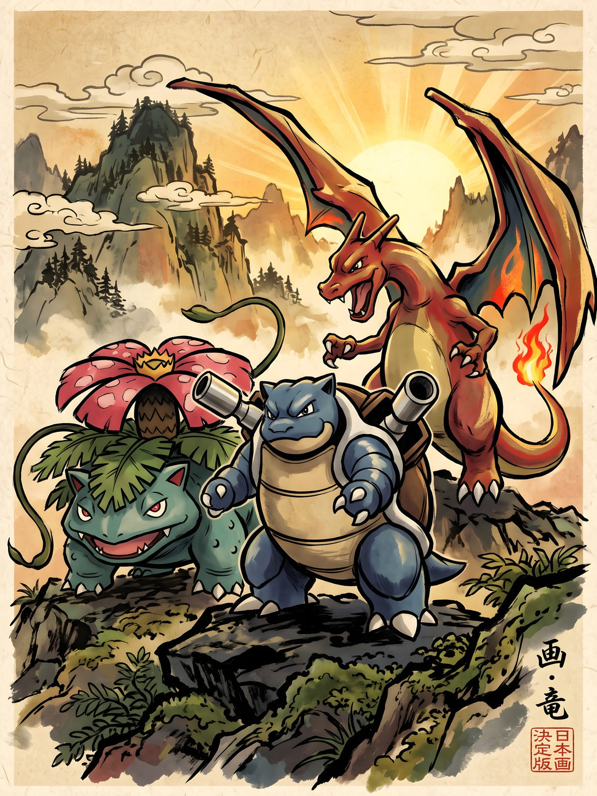 Venusaur Blastaoise Charizard Pokémon Air Freshener artwork